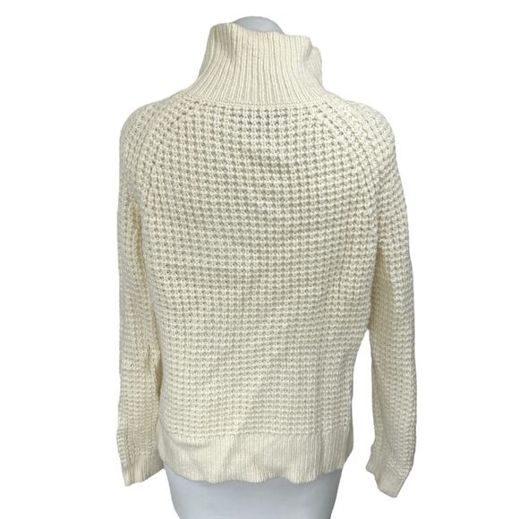 Ann Taylor Loft Cream Wool Chunky Knit Long Sleeve Turtleneck Sweater Top Size M - Picture 2 of 4